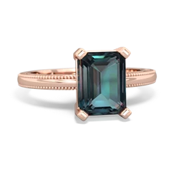 Alexandrite Milgrain Scroll 14K Rose Gold ring R2338