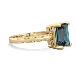 Alexandrite Milgrain Scroll 14K Yellow Gold ring R2338