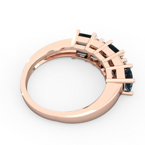 Alexandrite Three Stone Diamond Cluster 14K Rose Gold ring R2592