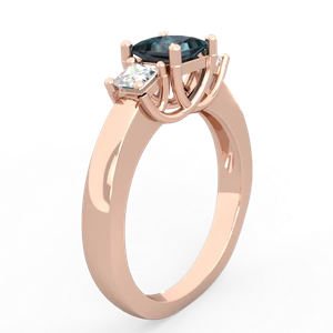 Alexandrite Three Stone Trellis 14K Rose Gold ring R4015