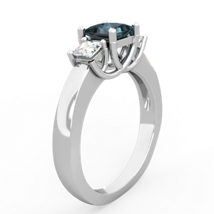 Alexandrite Three Stone Trellis 14K White Gold ring R4015