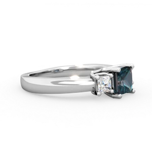 Alexandrite Three Stone Trellis 14K White Gold ring R4015