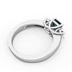 Alexandrite Three Stone Trellis 14K White Gold ring R4015