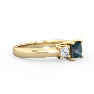 Alexandrite Three Stone Trellis 14K Yellow Gold ring R4015