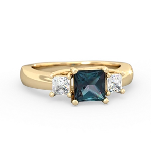 Alexandrite Three Stone Trellis 14K Yellow Gold ring R4015