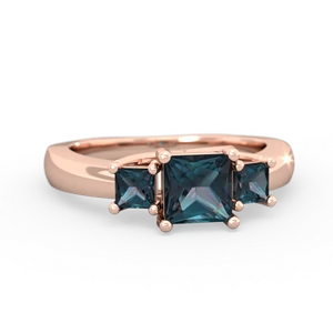 Alexandrite Three Stone Trellis 14K Rose Gold ring R4015