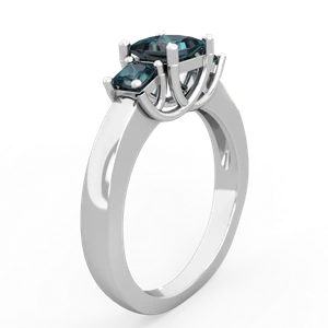 Alexandrite Three Stone Trellis 14K White Gold ring R4015