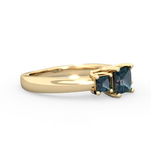 Alexandrite Three Stone Trellis 14K Yellow Gold ring R4015