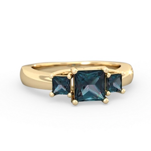 Alexandrite Three Stone Trellis 14K Yellow Gold ring R4015