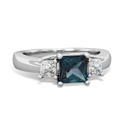 Alexandrite Three Stone Trellis 14K White Gold ring R4015