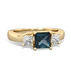 Alexandrite Three Stone Trellis 14K Yellow Gold ring R4015