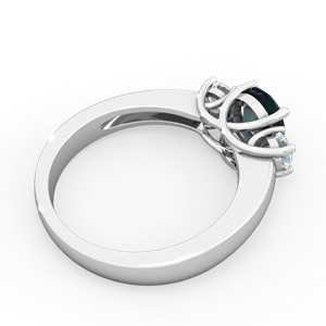 Alexandrite Diamond Three Stone Round Trellis 14K White Gold ring R4018