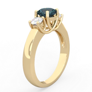 Alexandrite Diamond Three Stone Round Trellis 14K Yellow Gold ring R4018