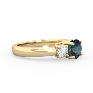 Alexandrite Diamond Three Stone Round Trellis 14K Yellow Gold ring R4018