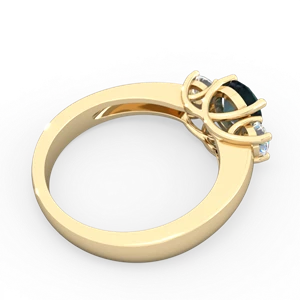 Alexandrite Diamond Three Stone Round Trellis 14K Yellow Gold ring R4018