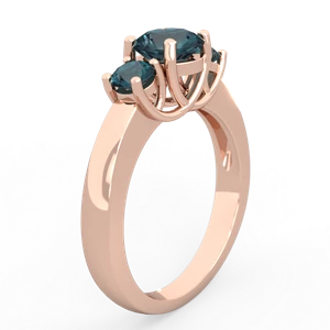 Alexandrite Three Stone Round Trellis 14K Rose Gold ring R4018