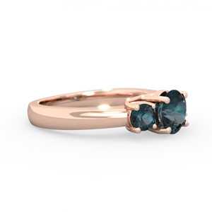 Alexandrite Three Stone Round Trellis 14K Rose Gold ring R4018