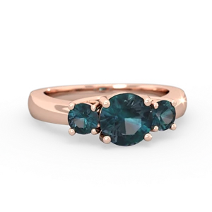 Alexandrite Three Stone Round Trellis 14K Rose Gold ring R4018