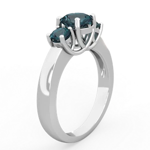 Alexandrite Three Stone Round Trellis 14K White Gold ring R4018