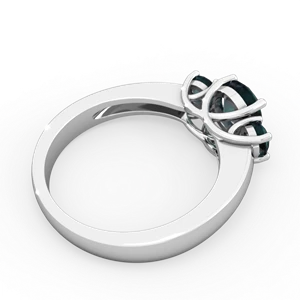 Alexandrite Three Stone Round Trellis 14K White Gold ring R4018
