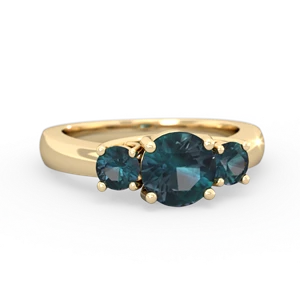 Alexandrite Three Stone Round Trellis 14K Yellow Gold ring R4018