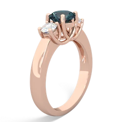 Alexandrite Diamond Three Stone Round Trellis 14K Rose Gold ring R4018