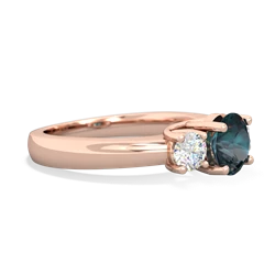 Alexandrite Diamond Three Stone Round Trellis 14K Rose Gold ring R4018