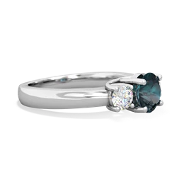 Alexandrite Diamond Three Stone Round Trellis 14K White Gold ring R4018