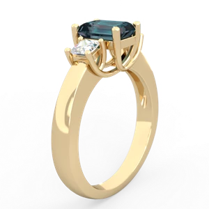 Alexandrite Diamond Three Stone Emerald-Cut Trellis 14K Yellow Gold ring R4021
