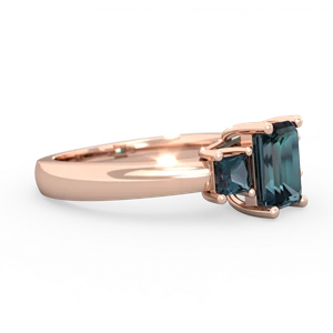 Alexandrite Three Stone Emerald-Cut Trellis 14K Rose Gold ring R4021