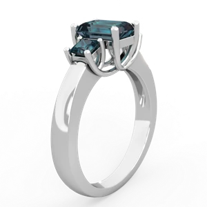 Alexandrite Three Stone Emerald-Cut Trellis 14K White Gold ring R4021
