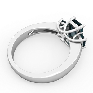 Alexandrite Three Stone Emerald-Cut Trellis 14K White Gold ring R4021
