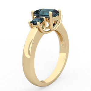 Alexandrite Three Stone Emerald-Cut Trellis 14K Yellow Gold ring R4021