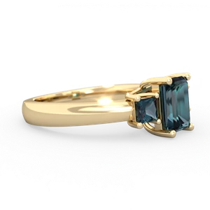 Alexandrite Three Stone Emerald-Cut Trellis 14K Yellow Gold ring R4021