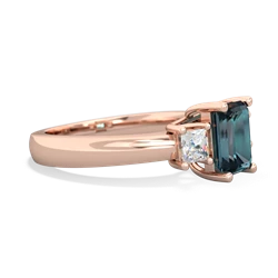 Alexandrite Diamond Three Stone Emerald-Cut Trellis 14K Rose Gold ring R4021