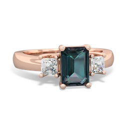 Alexandrite Diamond Three Stone Emerald-Cut Trellis 14K Rose Gold ring R4021