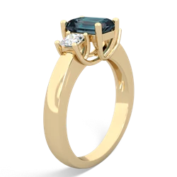 Alexandrite Diamond Three Stone Emerald-Cut Trellis 14K Yellow Gold ring R4021