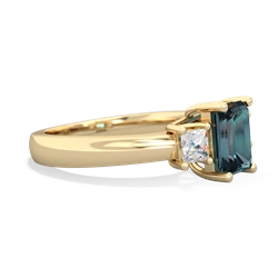 Alexandrite Diamond Three Stone Emerald-Cut Trellis 14K Yellow Gold ring R4021