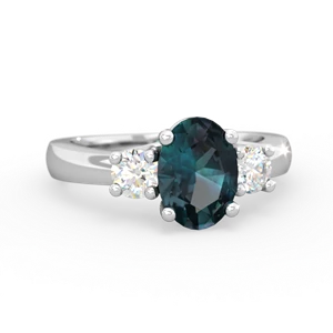 matching engagment rings - Diamond Three Stone Oval Trellis