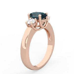 Alexandrite Diamond Three Stone Oval Trellis 14K Rose Gold ring R4024