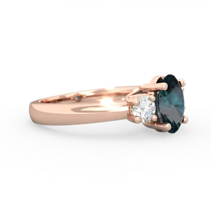 Alexandrite Diamond Three Stone Oval Trellis 14K Rose Gold ring R4024