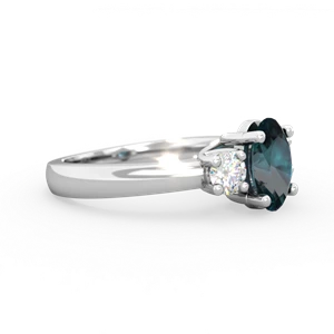 Alexandrite Diamond Three Stone Oval Trellis 14K White Gold ring R4024