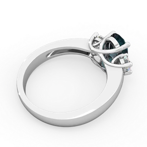 Alexandrite Diamond Three Stone Oval Trellis 14K White Gold ring R4024