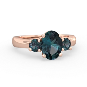 Alexandrite Three Stone Oval Trellis 14K Rose Gold ring R4024