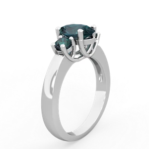 Alexandrite Three Stone Oval Trellis 14K White Gold ring R4024
