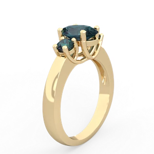 Alexandrite Three Stone Oval Trellis 14K Yellow Gold ring R4024