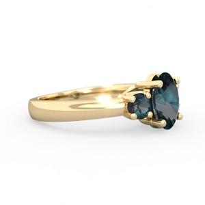 Alexandrite Three Stone Oval Trellis 14K Yellow Gold ring R4024