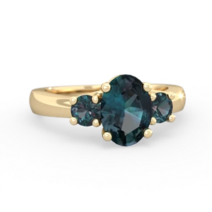 Alexandrite Three Stone Oval Trellis 14K Yellow Gold ring R4024
