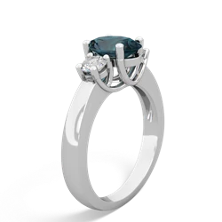 Alexandrite Diamond Three Stone Oval Trellis 14K White Gold ring R4024