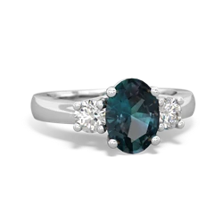 Alexandrite Diamond Three Stone Oval Trellis 14K White Gold ring R4024